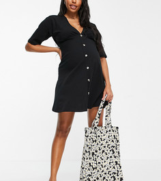 Черное чайное платье с роговыми пуговицами ASOS DESIGN Maternity-Черный цвет