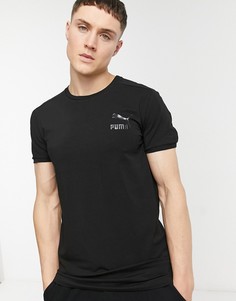 Черная футболка приталенного кроя PUMA Iconic t7-Черный цвет