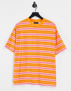 Футболка в стиле super oversized в яркую полоску ASOS DESIGN-Оранжевый цвет