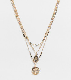 Набор золотистых цепочек с подвесками в виде камней Reclaimed Vintage Inspired-Золотистый