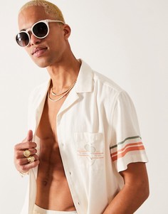 Круглые солнцезащитные очки цвета экрю с дымчатыми стеклами ASOS DESIGN-Светло-бежевый цвет