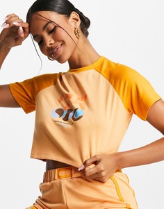 Укороченная футболка с рукавами реглан ASOS 4505-Оранжевый цвет