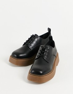 Черные туфли на плоской массивной подошве со шнуровкой ASOS DESIGN Martial-Черный цвет