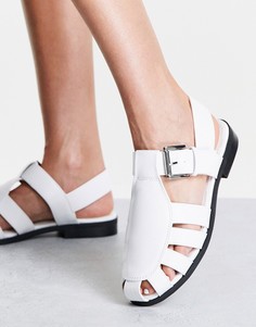 Белые туфли на плоской подошве в рыбацком стиле ASOS DESIGN Monika-Белый