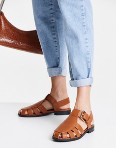 Коричневые туфли на плоской подошве в рыбацком стиле ASOS DESIGN Monika-Коричневый цвет