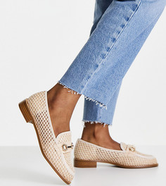 Лоферы из натуральной ткани для широкой стопы ASOS DESIGN-Светло-бежевый цвет