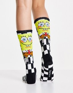Носки в черно-белую клетку с принтом в виде губки Боба Vans X Spongebob-Черный цвет