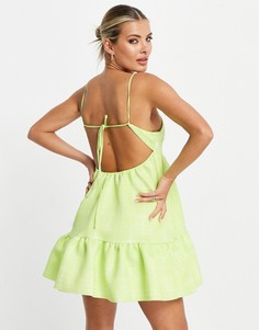 Платье мини в клетку на бретелях с квадратным вырезом ASOS DESIGN-Multi