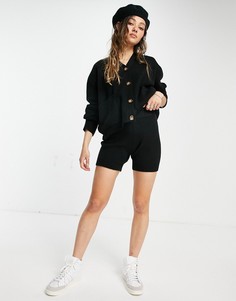 Черные вязаные шорты микро от комплекта Topshop-Черный