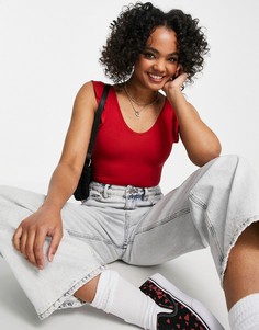 Красное боди с оборками на плечах Miss Selfridge-Красный