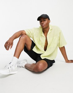 Свободная пляжная полупрозрачная oversized-рубашка лаймового цвета в клетку ASOS DESIGN-Зеленый цвет