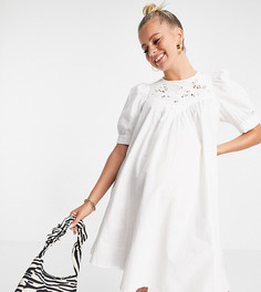 Белое свободное платье мини с вышивкой ришелье ASOS DESIGN Maternity-Белый
