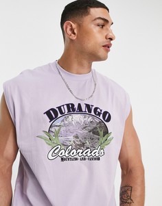 Светло-фиолетовая свободная майка с принтом ASOS DESIGN-Фиолетовый цвет