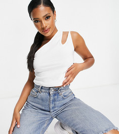 Белый трикотажный топ на одно плечо с вырезом ASYOU