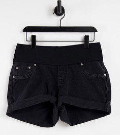 Черные выбеленные джинсовые шорты свободного кроя в винтажном стиле с завышенной талией ASOS DESIGN Maternity-Черный цвет