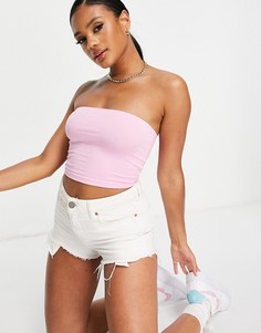 Розовый кроп-топ бандо из органического хлопка ASOS DESIGN Ultimate-Розовый цвет