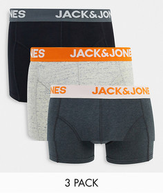 Набор из 3 разноцветных боксеров-брифов с контрастным поясом Jack & Jones-Multi