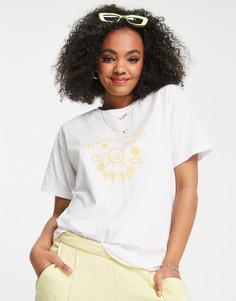 Свободная футболка с принтом "Happy Ray of Sunshine" Daisy Street-Белый