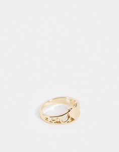 Золотистое кольцо на мизинец с сердечком и ажурным дизайном ASOS DESIGN-Золотистый