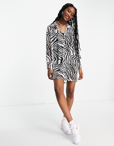 Сетчатое платье-рубашка с зебровым принтом ASOS DESIGN-Multi