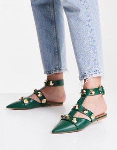 Зеленые балетки с заклепками ASOS DESIGN Lorina-Зеленый цвет