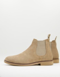 Замшевые ботинки-челси песочного цвета в стиле casual Silver Street-Светло-бежевый цвет
