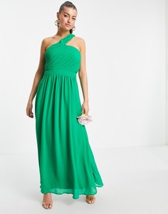 Зеленое платье макси асимметричного кроя на одно плечо для подружки невесты Vila-Розовый цвет