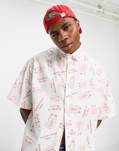 Хлопковая oversized-рубашка свободного кроя с надписью Good Boy Ramen ASOS DESIGN-Белый