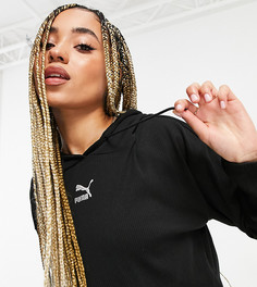 Черный укороченный худи в рубчик Puma – эксклюзивно для ASOS-Черный цвет