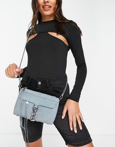 Голубая сумка через плечо с цепочкой и карабином Rebecca Minkoff-Голубой