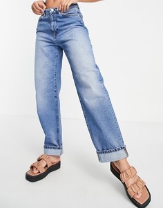 Прямые джинсы с отворотами голубого цвета NA-KD-Голубой