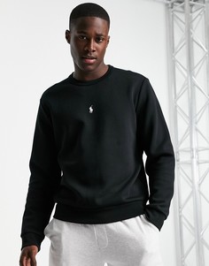 Черный свитшот с логотипом по центру Polo Ralph Lauren-Черный цвет