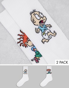 Набор из 2 пар спортивных носков с принтом Томми и Чаки из мультфильма «Ох уж эти детки!» ASOS DESIGN-Белый