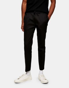 Черные зауженные брюки-джоггеры в строгом стиле Topman-Черный цвет