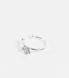 Серебряное кольцо-обманка для носа с цветком из страз ASOS DESIGN-Серебристый