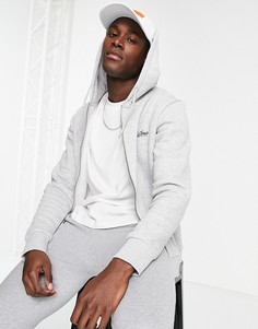 Худи светло-серого цвета на молнии с логотипом-подписью Jack & Jones-Серый