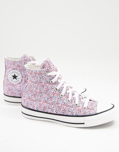 Сиреневые высокие кеды с цветочным принтом Converse Chuck Taylor-Фиолетовый цвет