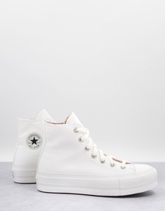 Белые высокие кеды с цветочным узором внутри Converse Chuck Taylor-Белый