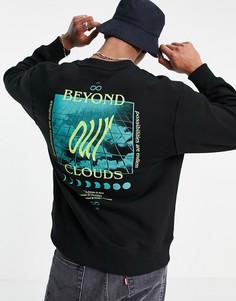 Черный свитшот с принтом "Beyond" Topman-Черный цвет