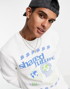 Белый свитшот с принтом "Shared Future" Topman