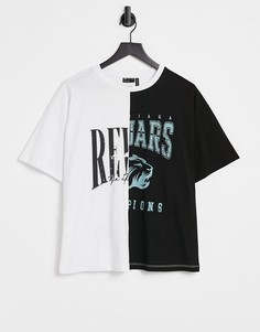 Oversized-футболка с комбинированным графическим принтом ASOS DESIGN-Коричневый цвет