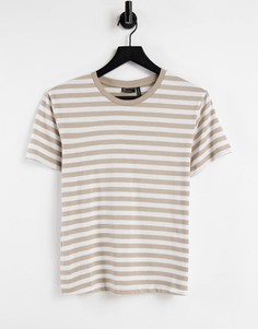 Футболка в коричневую и белую полоску ASOS DESIGN-Multi