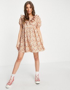 Чайное платье мини с цветочным принтом в стиле ретро Influence-Multi