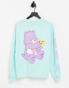 Мятно-зеленый oversized-лонгслив с принтом «Заботливого мишки» ASOS DESIGN-Зеленый цвет