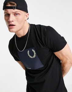 Черная футболка с графическим принтом Fred Perry Laurel Wreath-Черный цвет