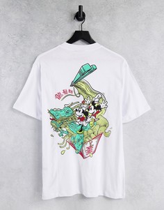 Белая oversized-футболка с принтом Микки Мауса и лапши ASOS DESIGN-Белый
