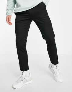 Черные зауженные брюки-джоггеры в строгом стиле Topman-Черный цвет