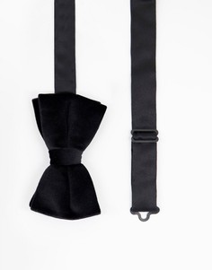 Черный бархатный галстук-бабочка ASOS DESIGN-Черный цвет