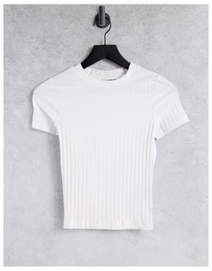 Белая зауженная футболка в рубчик ASOS DESIGN Hourglass-Белый