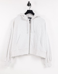 Белый меланжевый oversized-худи на молнии свободного кроя ASOS DESIGN